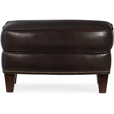 Transitional Leather Ottoman